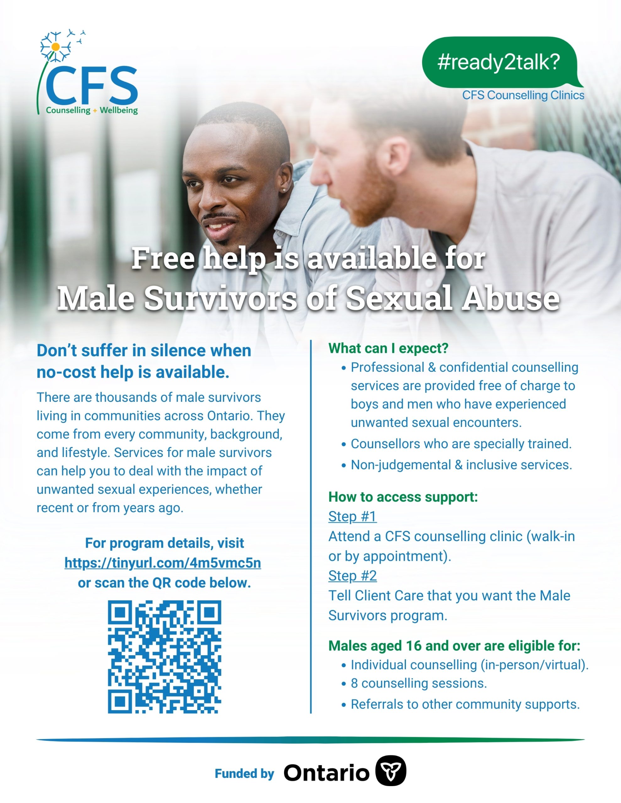 Poster for CFS's Male Survivors of Sexual Abuse program.